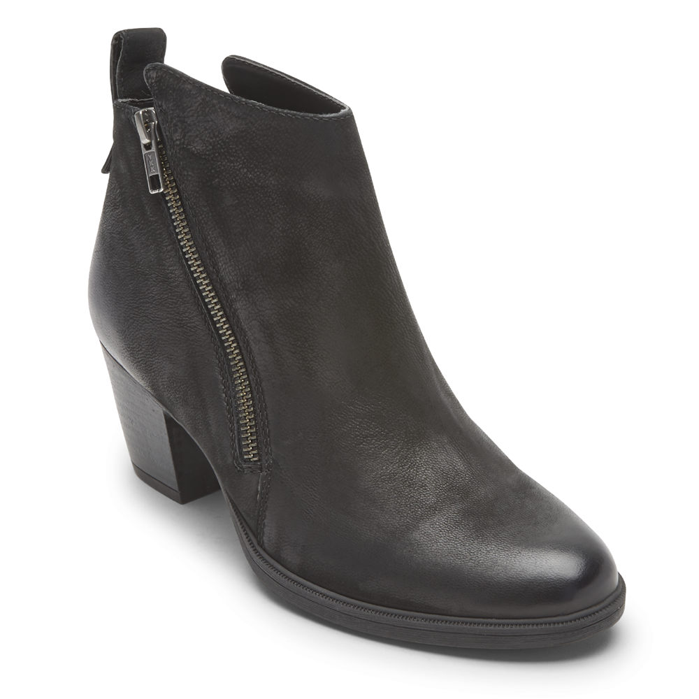 Rockport Singapore Womens Boots - Maddie Ankle Zip Black - XJ0912438